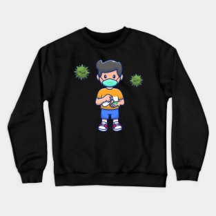 Cute boy wearing mask cartoon Crewneck Sweatshirt